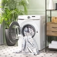 thumbnail image 4 of SAFAVIEH Arizona Asa Medallion Polyester Machine Washable Area Rug, Light Blue/Ivory, 6' x 9', 4 of 13