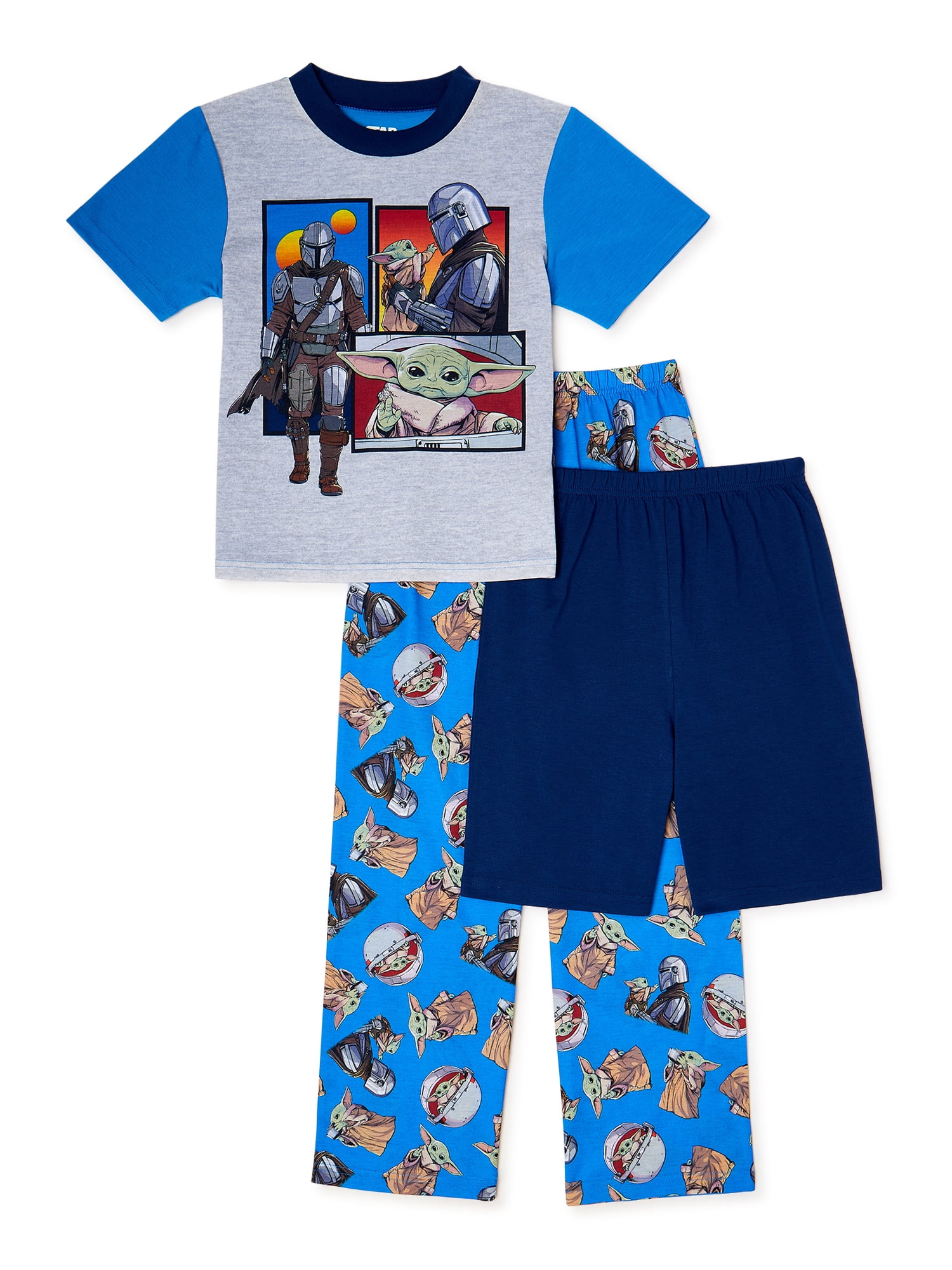 long pjs nightwear BLUE/GREY 5-12yrs Boys STAR WARS MANDALORIAN pyjamas