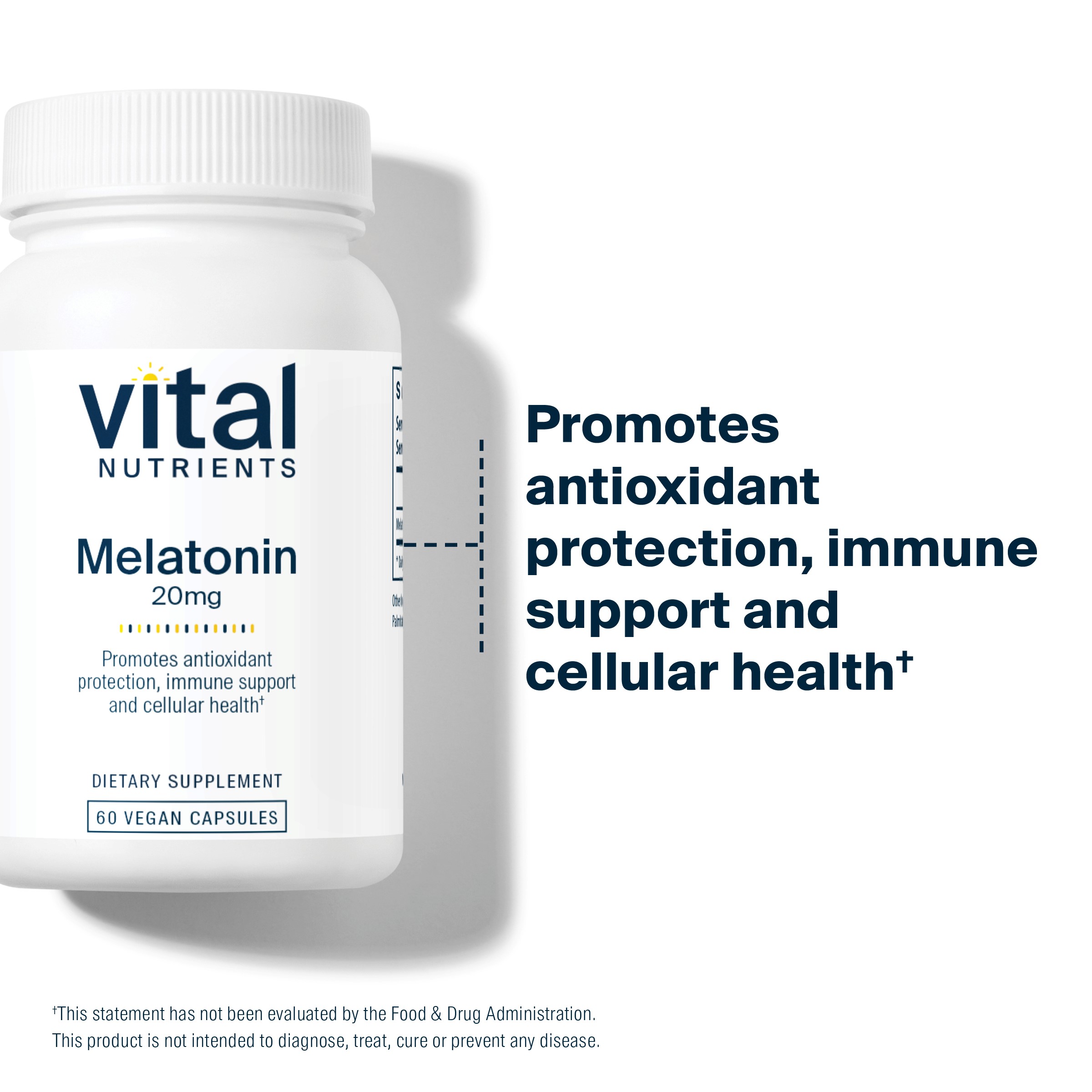Vital Nutrients - Melatonin (Melatonina) - Sleeping Aid - Supports the Body's Natural Sleep Cycle - 60 Capsules per Bottle - 20mg