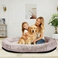 thumbnail image 2 of Hidpriva Human Dog Bed for Adults, 71" Extra Large Human-Sized Dog Bed, Washable Faux Fur with Blanket and Pillow, Camel, 2 of 7