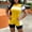 Yellow, variant on Plus Size Summer Outfits for Women Women Sports Suit Print Tracksuit Short Sleeve T Shirt Tops Biker Shorts Women Clothes Slim Outfit Workout Two Pieces Set