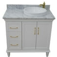 thumbnail image 6 of 37 in. Single Wooden Vanity  White White Carrara Round Right Door.Right Sink, 6 of 11