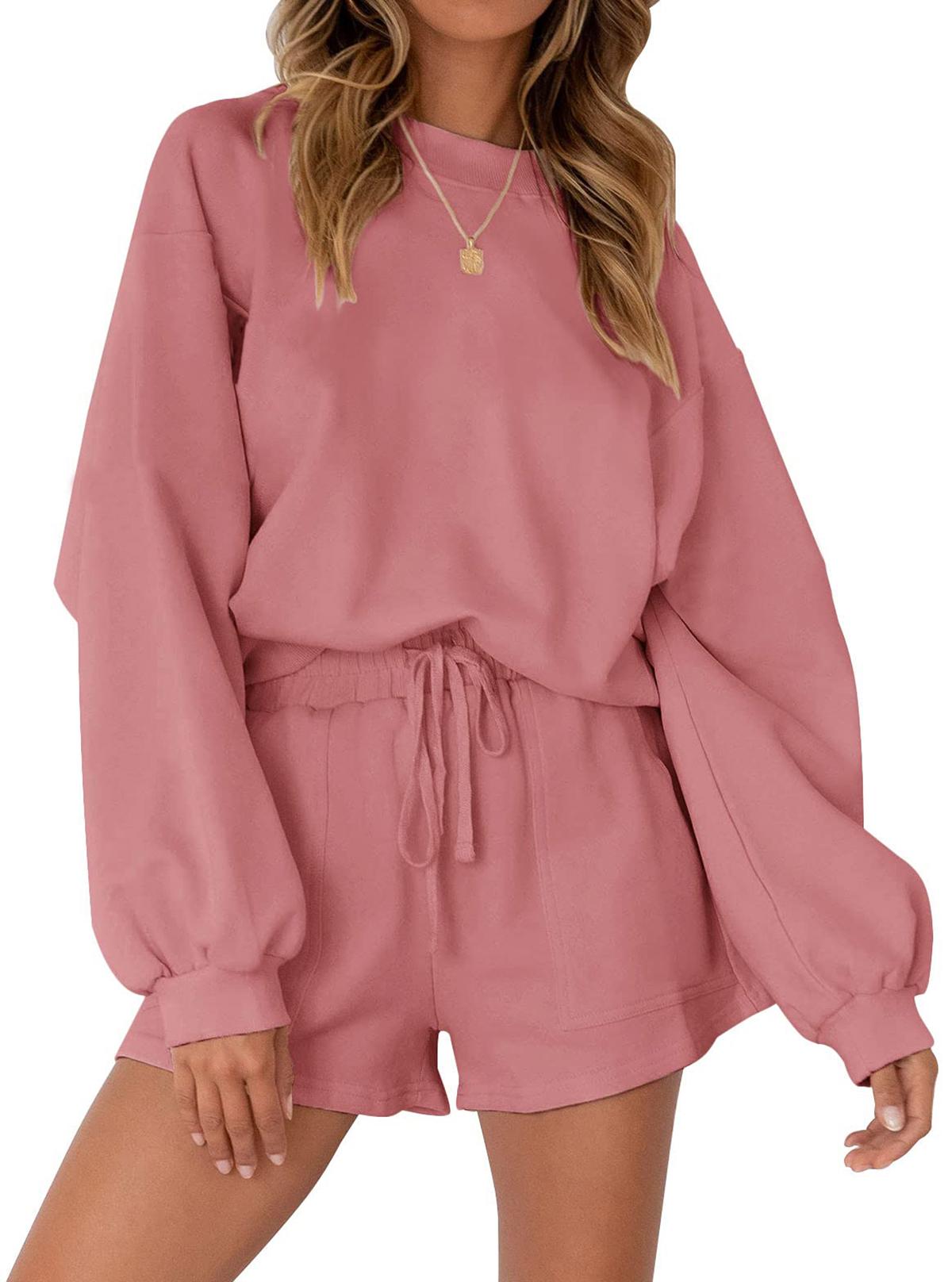 Fantaslook Pajama Sets for Women Two Piece Outfits Long Sleeve Sweatshirts Lounge Sets Casual Tops and Shorts Fall Outfits