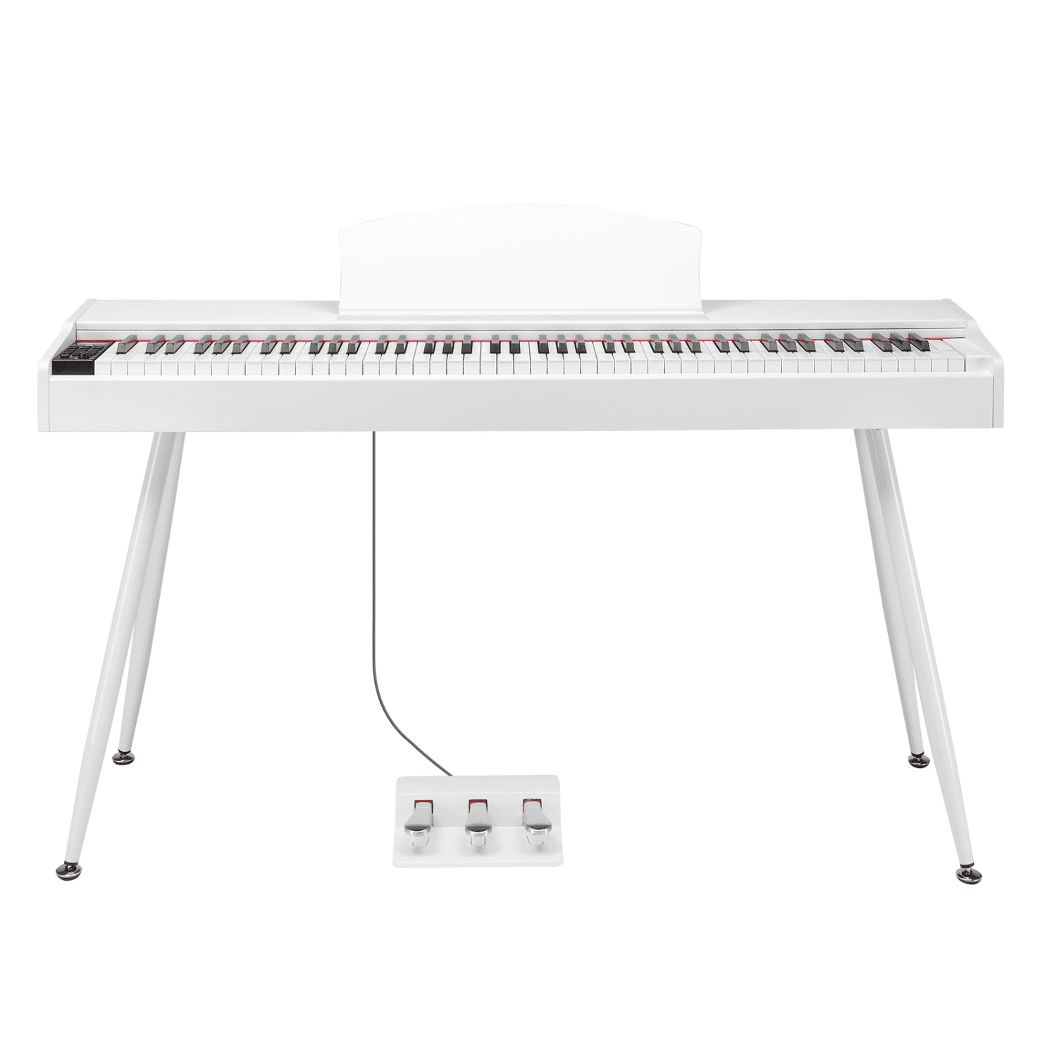Hassch 88 Keys Full Weighted Beginner Digital Piano with Metal Stand, Keyboard with Headphone, Power Adapter, and Triple Pedals, White