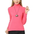 thumbnail image 1 of UKAP Ladies Tunic Blouse Long Sleeve Jumper Top Solid Color Knit Tops Slim Fit Work Sweater Fluorescent Red 3XL, 1 of 3