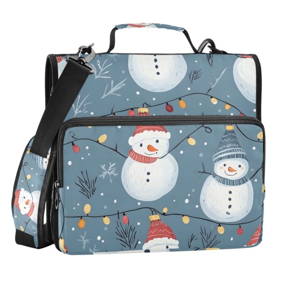 ALAZA Zipper Binder Snowman Christmas 3 Ring Trapper Keeper File Folder Organizer Bag