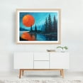 thumbnail image 3 of Blood Moon on the Horizon: A Fiery Orange Sun Reflected on a Calm, Misty Forest Lake - Painting Forest Nature Landscape Lake Sunset Scenic Woods Unframed Wall Art Print 8 x 10 inches, 3 of 4