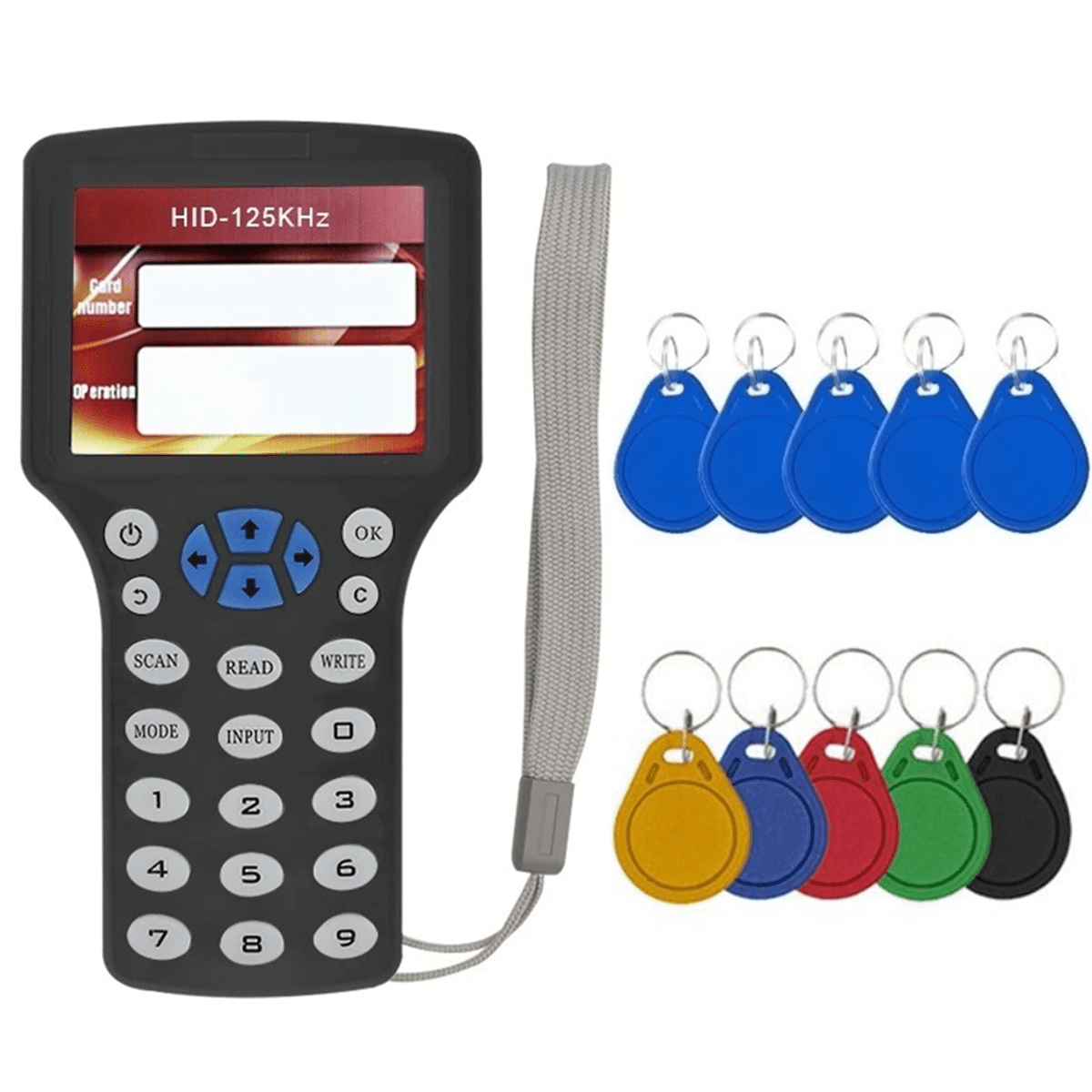 10 Frequency RFID NFC Smart Card Reader Writer Duplicator+5XCUID Card/Keychain 125K 13.56MHz RFID Copier Key Replicator