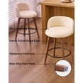 thumbnail image 6 of EYYTHUNG 26" Counter Height Bar Stools Set of 3 Mid Century Modern Farmhouse Swivel Barstools Chenille Fabric Upholstered Bar Height Island Chairs with Curved Backrest, Brown/Beige, 6 of 9