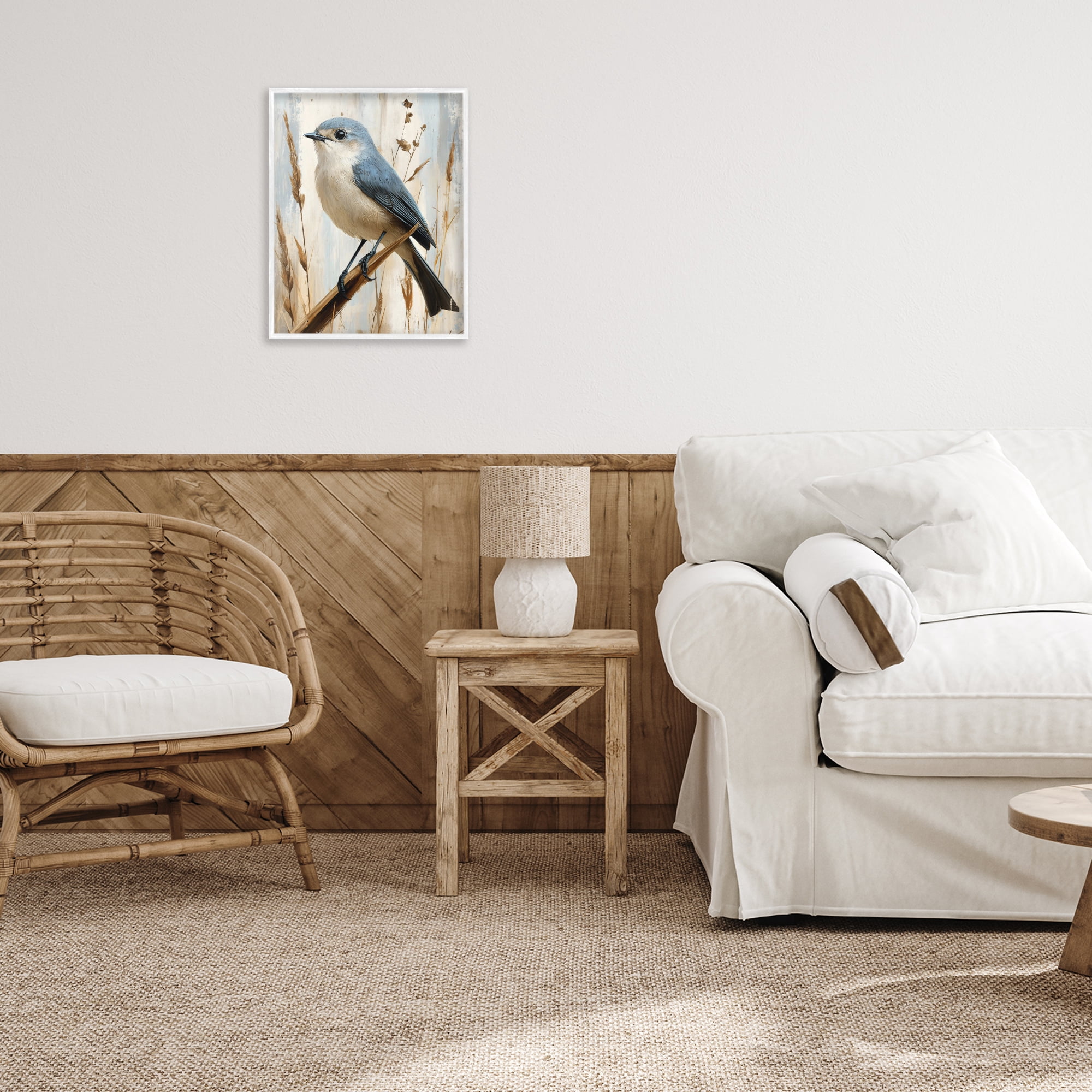 Stupell Industries Bluebird on Tall Glass Perch White Framed Giclee Art, design by Creative Studio