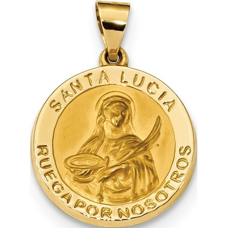 14k Yellow Gold Polished Satin Hollow Spanish St Lucy Medal 18 7x26 2mm Pendant Charm Canada - Saint Lucy Gold Pendant 14k Yellow Gold Polished Satin Hollow Spanish St Lucy Medal 18 7x26 2mm Pendant Charm Canada - Saint Lucy Gold Pendant