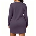 thumbnail image 5 of Ohufall Plus Size Nightgowns for Women Round Neck Solid Color Sleepshirt Loose Comfy Long Sleeve Fashion Night Dress, 5 of 6