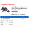 thumbnail image 2 of Right Engine Mount - Compatible with 2006 - 2014 Honda Ridgeline 3.5L V6 2007 2008 2009 2010 2011 2012 2013, 2 of 2