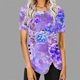 thumbnail image 4 of Blusas de Manga Corta para las Mujeres Botón Impreso Cuello Redondo Top Casual, Blusas para las Mujeres Casual, 4 of 5
