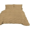 thumbnail image 2 of D.N.G. BEDDINGS 800 Thread Counts, 100% Egyptian Cotton, 550 GSM Microfiber filled Quilt Ruffled With Small Pom Pom Textured 5 Piece King/Cal-King Size Comforter Set, Taupe, 2 of 6