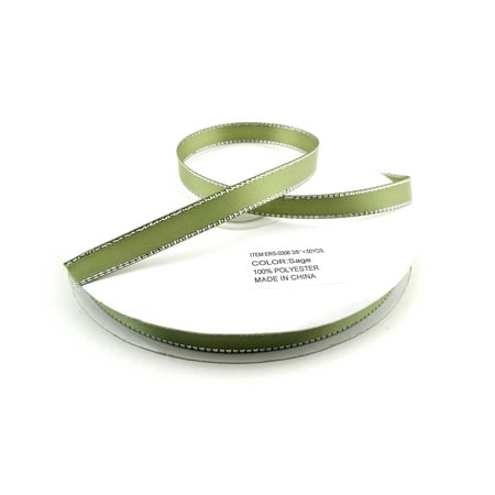 38 Inch Sage - Sage Solid Color 3/8-Inch Silver Edge Ribbon, 50-Yards
