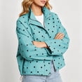 thumbnail image 7 of ClodeEU Women's Polka Dot Stand Collar Jacket, Casual Zip Up Drawstring Hem Long Sleeve Outerwear ,Women's S-3XL, 7 of 7
