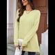 thumbnail image 4 of Camiseta Holgada de Larga con Cuello Redondo y Estampado Geométrico de Jacquard para Mujer, Ropa de Invierno 2025 Amarillo XXL, 4 of 10