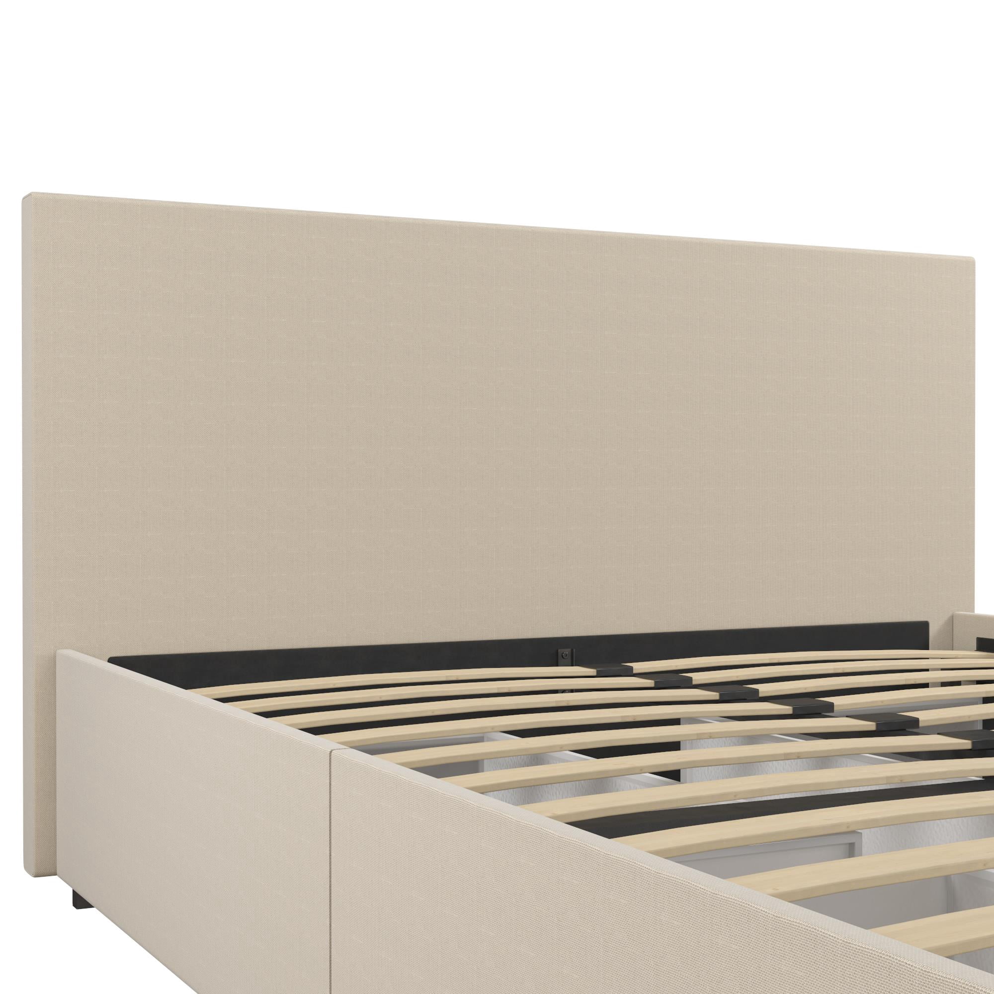 Novogratz Full Size Contemporary Linen Upholstered Beds, Ivory