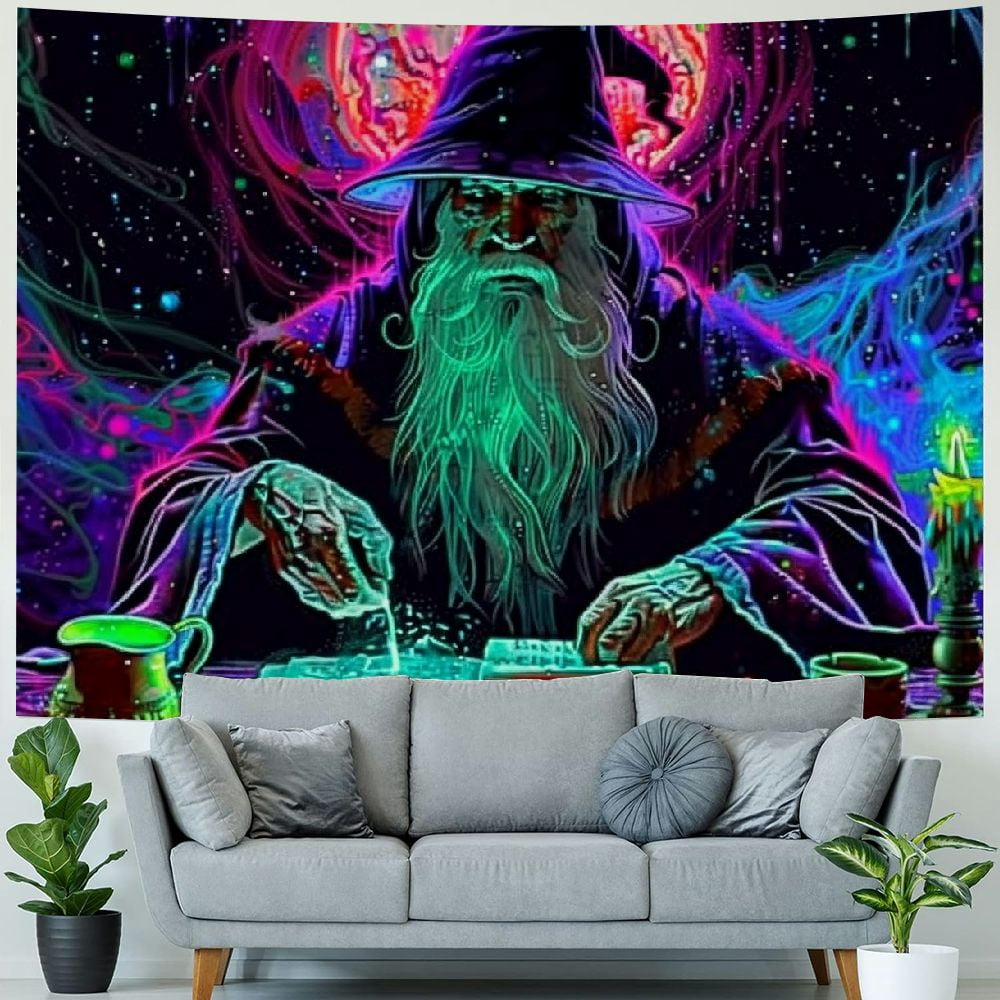 Creowell Tapestry Trippy Wizard Tapestry for Bedroom Tapestries