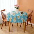 thumbnail image 3 of Round Tablecloth Floral 60 Inch Table Cover Daisy Print Wrinkle Free Kitchen Dining, 3 of 5