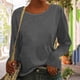 thumbnail image 2 of Tops de Otoño Para Mujer Blusa de Manga Larga Sólida Informal de Moda Blusas de Cuello Redondo Camisas Odeerbi ODB180538, 2 of 8