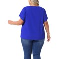 thumbnail image 4 of DARING DIVA Women's Plus Pleated Round Neck Basic Tulip Sleeves Top 2X Royal Blue, 4 of 6