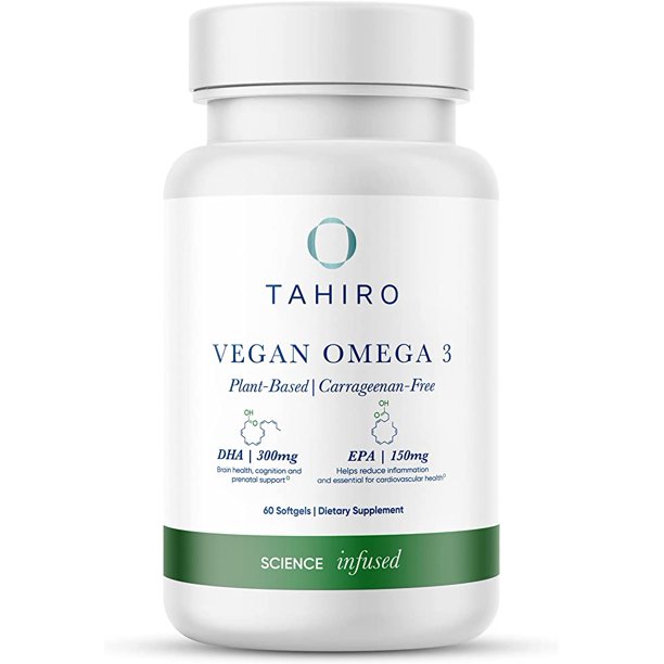 Tahiro Vegan Omega3 Softgels. Serving Size 1000mg Includes DPA , DHA