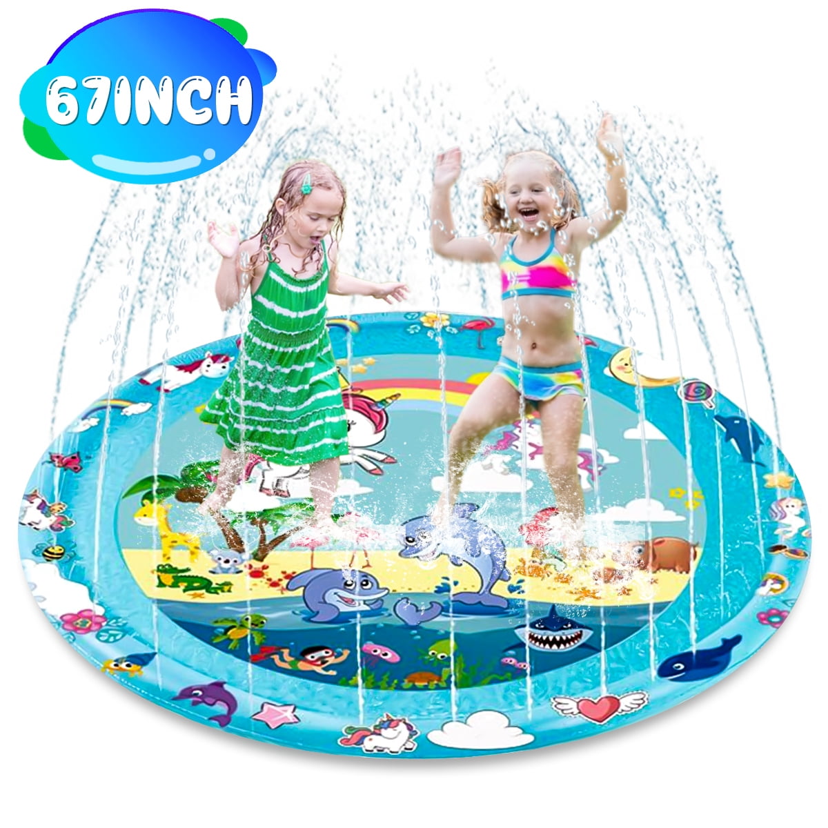 Sprinkler Pad Splash Play Mat,Toddler Water Toys Fun for Boy Girl,Kids ...