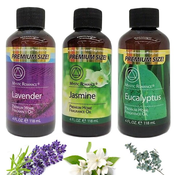 3 Premium Aromatherapy 4oz Fragrance Diffuser Oils Eucalyptus Lavender