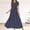 *Navy, variant on ClodeEU Women's Round Neck Short Sleeve Tie Front Dress ,Polka Dot Print Casual Beach Dress Navy,Womens Plus XL