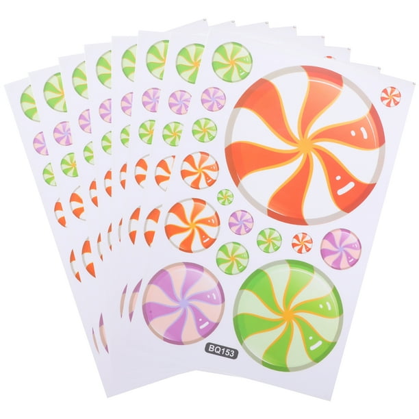 KAKOWELY 8 hojas de pegatinas navideñas para ventanas con diseño de dulces, calcomanías estáticas removibles para ventanas