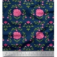 thumbnail image 1 of Soimoi Rayon Fabric Leaves & Pink Flower Floral Print Fabric by the Yard 42 Inch Wide, 1 of 1