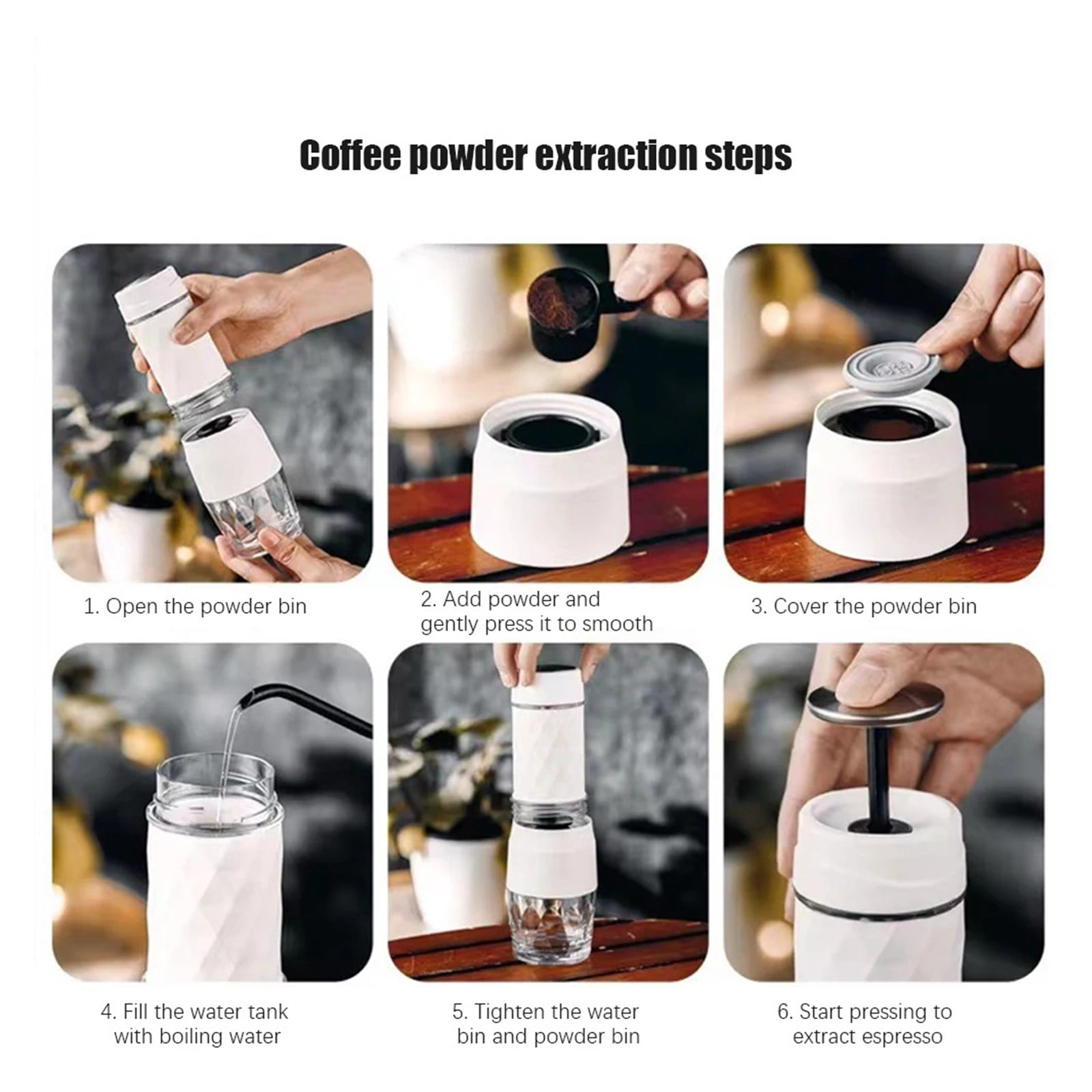 Espresso Coffee Maker Hand Press Capsule Ground Coffee Brewer Portable Coffee Machine Fit Coffee Powder And Coffee Capsule ,Portable