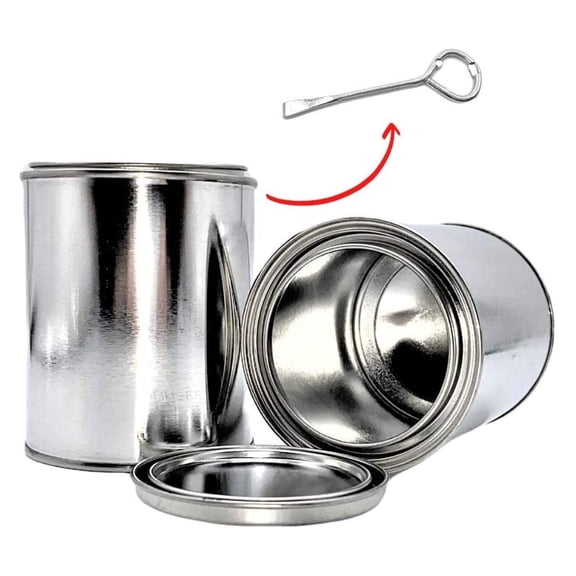 Empty Metal Paint Cans with Lids, (Pint Size, 8 Pack) Empty Pint Paint Can Storage, Unlined Multipurpose Storage for Arts and Crafts, DIY Projects, Painting, Garage Organization, Free Can Opener