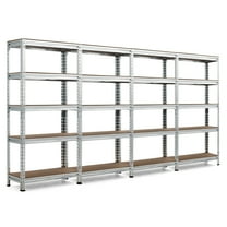 Costway 4PCS 5-Tier Metal Storage Shelves 60''Adjustable Shelves Silver