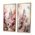 thumbnail image 3 of Designart "Pastel Dreams of Castles II" Castles Framed Wall Art Set Of 2 - Pink Architecture Framed Wall Art Set Of 2, 3 of 7