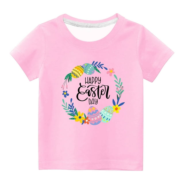 SDNall Cadeaux de Pâques pour Enfants Tout-Petits Garçons Filles Pâques Mignon Fleur Oeufs de Pâques Imprimé Col Rond Imprimé Manche Courte Haut Cadeaux pour Fillette,Cadeaux de Pâques pour Garçons,