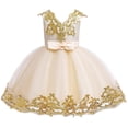 thumbnail image 5 of Akiihool Girls Dress Sequined Mesh Tutu Skirt Beaded Embroidered Dress Dance Performance Dress(Gold,18-24 Months), 5 of 5