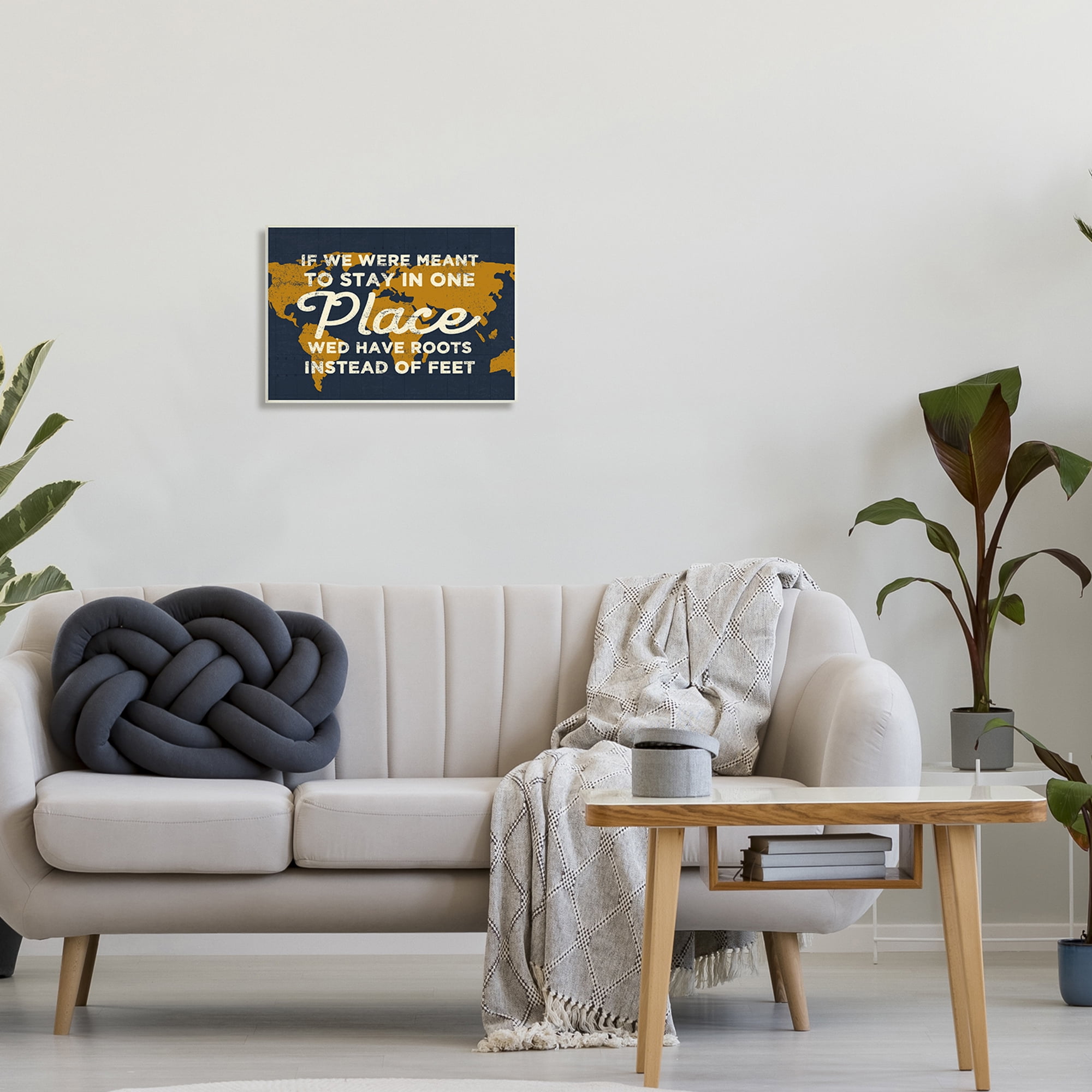 Stupell Industries We'd Have Roots Encouraging Travel World Map Sign,19 x 13, Design by Daphne Polselli