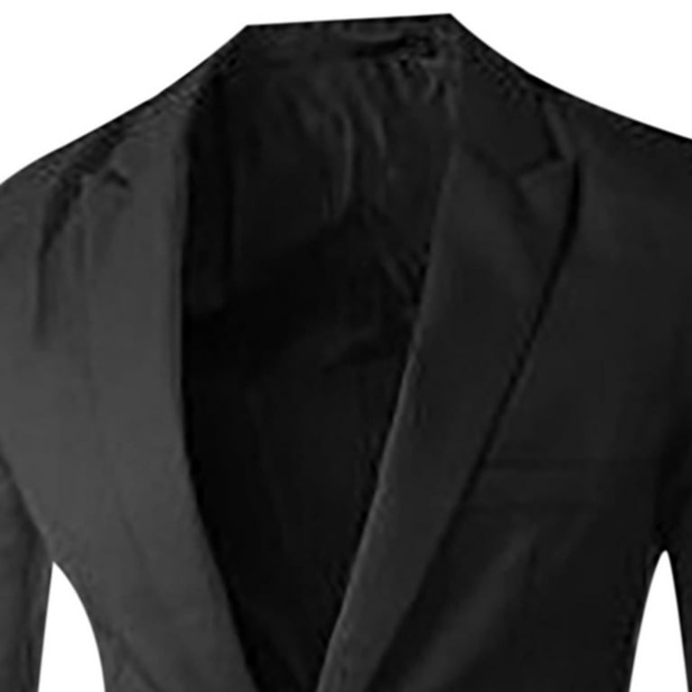 SWSMCLT Men's Long Sleeve Blazer Jacket Fitted Blazer Casual Slim Fit  Button Business Casual Spring Sport Coat Black Large 