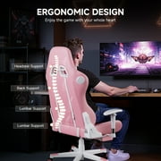 GTRACING Gaming Chair with Speakers Bluetooth and Footrest in Home Leather Office Chair, Pink