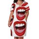 thumbnail image 3 of Vestido de fiesta con bolsillos sueltos y labios rojos para mujer, elegante y chic, para boda y noche, verano 2025., 3 of 7