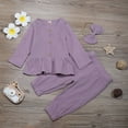thumbnail image 5 of Gibobby Conjunto de Sudadera y Pantalón Conjunto de 3 piezas de ropa de bebé para niña con botones y manga larga(Morado,2-3 Años), 5 of 5