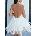 thumbnail image 6 of Women's Dresses Flapper All over Fringe Mini Dress White S, 6 of 8