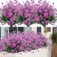 thumbnail image 1 of paquetes de flores artificiales para exteriores, arbustos, plantas resistentes a los rayos UV, vegetación de plástico sintético (púrpura), 1 of 4