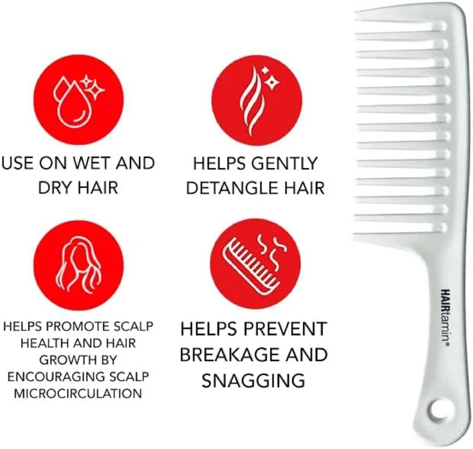 HAIRtamin Advanced Formula Biotin Vegan Capsules with Detangling Comb for Hair Growth, 30 Count