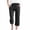 Black, variant on Plus Size Capris for Women Casual Cotton Linen Crop Pants Elastic Waist Drawstring Straight Leg Pants with Pockets Gray 4XL