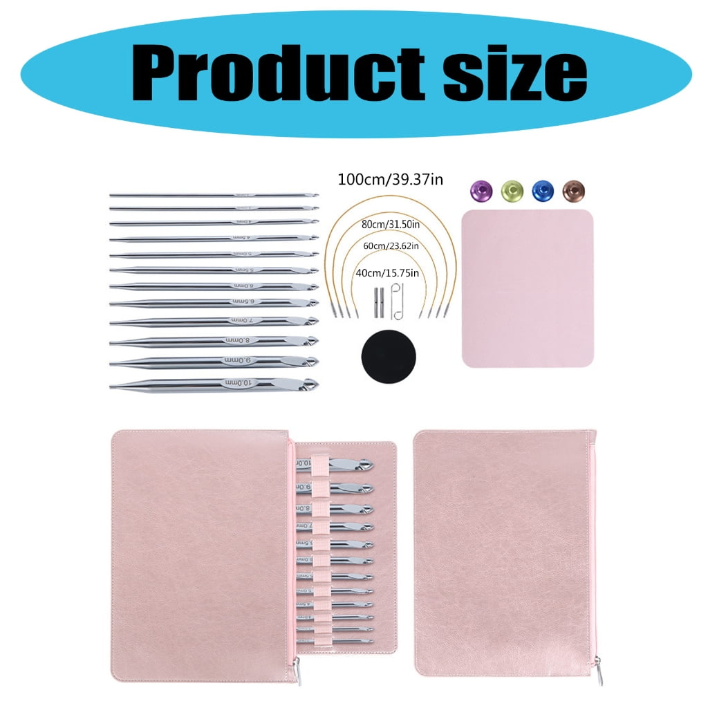 12Pcs Tunisian Crochet Hook with Cable 3.0mm-10mm Interchangeable Tunisian Knitting Needle for Beginner Knitting Crochet