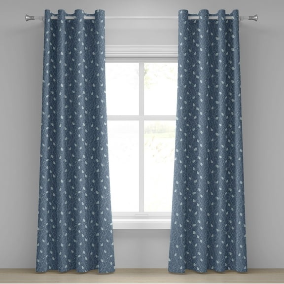 Ambesonne Leaves Grommet Curtain, Branches over Denim, 50" x 84", Pale Blue Slate